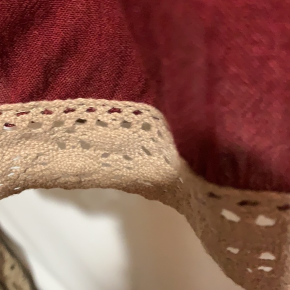 FREE PEOPLE TUNIC BOHO PEASANT SZ M BURG/CREME - Picture 6 of 10